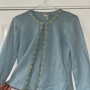 Oasis Light Blue Cardigan with Floral Embroidery